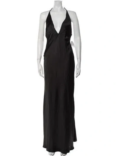 Pre-owned Misha Halterneck Long Dress W/ Tags In Black