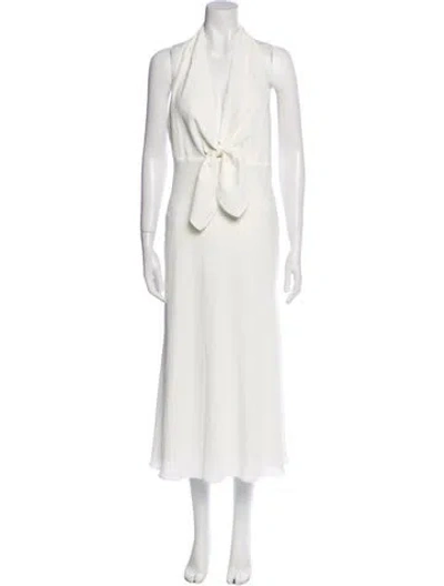 Pre-owned Misha Halterneck Long Dress W/ Tags In Neutral