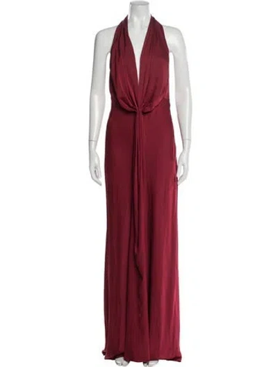 Pre-owned Misha Halterneck Long Dress W/ Tags In Red