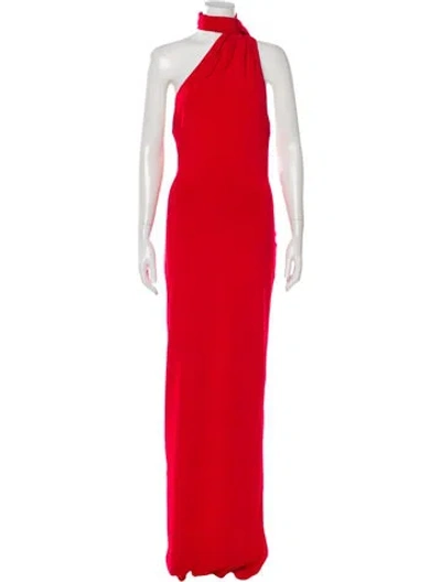 Pre-owned Misha Halterneck Long Dress W/ Tags In Red