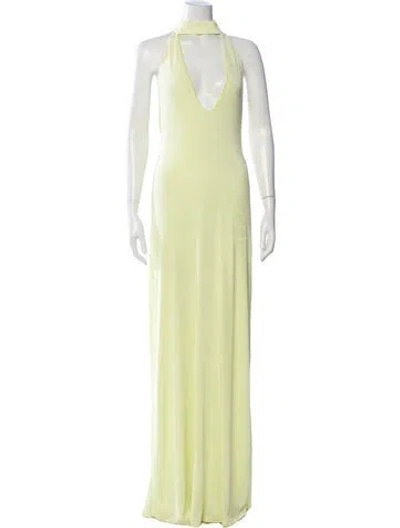 Pre-owned Misha Halterneck Long Dress In Yellow