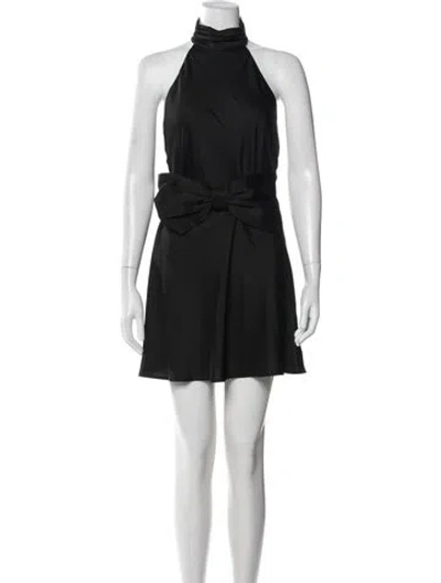 Pre-owned Misha Halterneck Mini Dress In Black