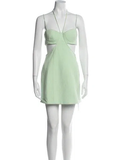Pre-owned Misha Halterneck Mini Dress In Green