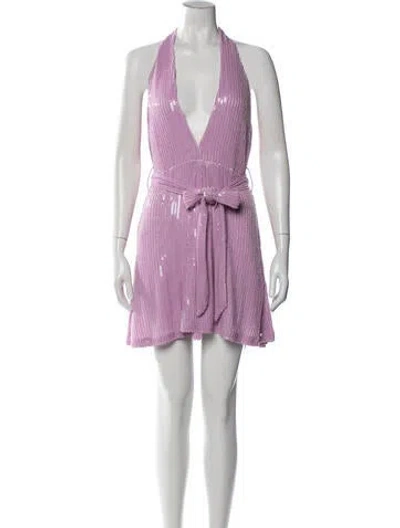 Pre-owned Misha Halterneck Mini Dress In Purple