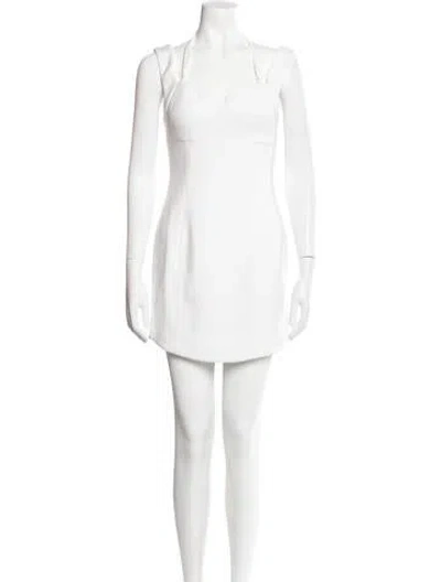 Pre-owned Misha Halterneck Mini Dress In White
