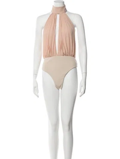 Pre-owned Misha Halterneck Sleeveless Bodysuit W/ Tags In Neutrals