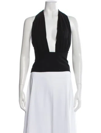 Pre-owned Misha Halterneck Sleeveless Top In Black