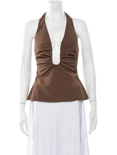 Pre-owned Misha Halterneck Sleeveless Top In Brown