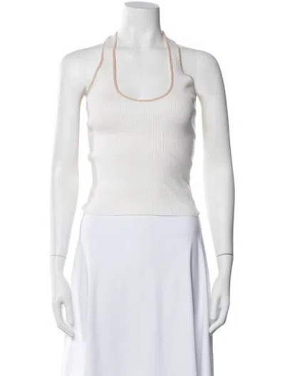 Pre-owned Misha Halterneck Sleeveless Top In White