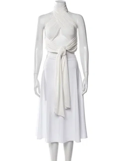 Pre-owned Misha Halterneck Sleeveless Top In White