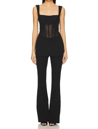 MISHA INES BONDED JUMPSUIT IN BLACK