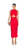 Misha Isabella Midi Dress Red In Red