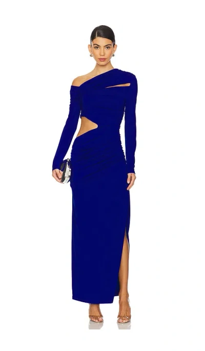 Misha Jaylene Matte Slinky Maxi Dress In Royal
