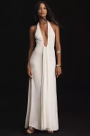 Misha Jennifer Plunge Halter Maxi Dress In White