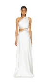 Misha Jillian Asymmetric Lace Gown In 象牙白