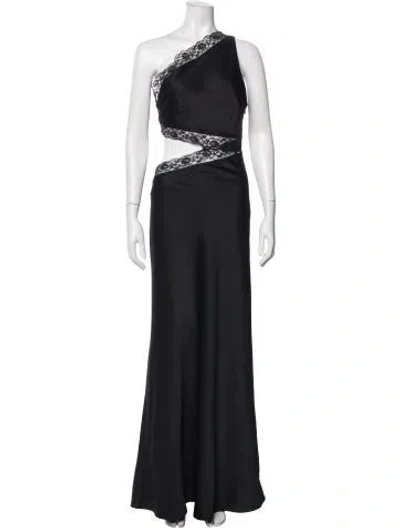 Pre-owned Misha Lace Pattern Long Dress In Black