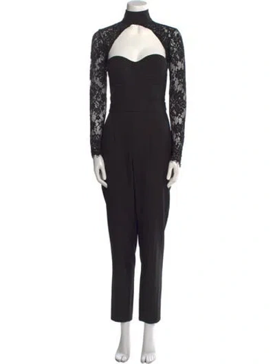 Pre-owned Misha Lace Pattern Turtleneck Jumpsuit In Black