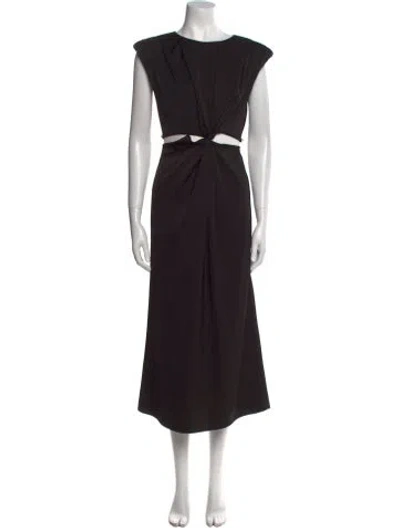 Pre-owned Misha Linen Long Dress In Black