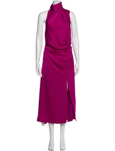 Pre-owned Misha Mock Neck Long Dress In Pink