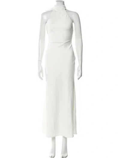 Pre-owned Misha Mock Neck Long Dress In White