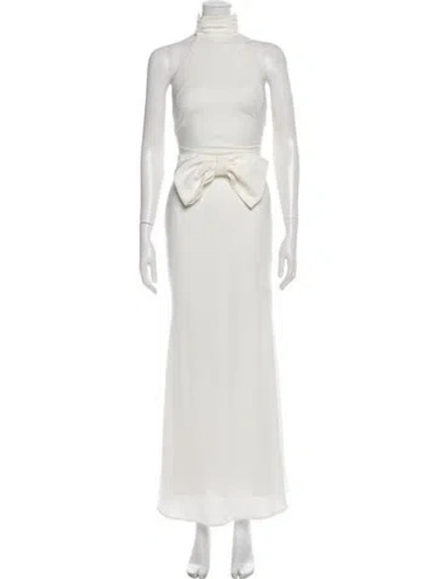 Pre-owned Misha Mock Neck Long Dress In White