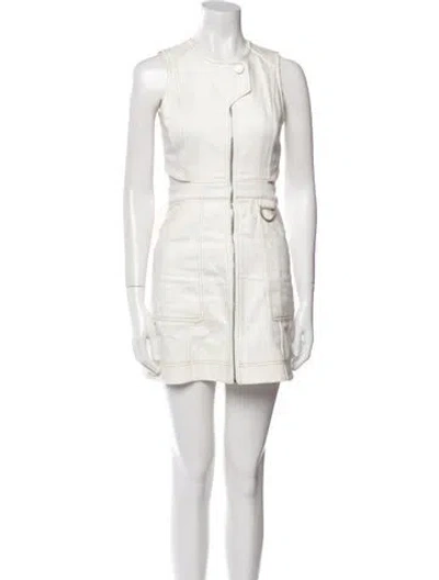 Pre-owned Misha Nonoo Crew Neck Mini Dress In White