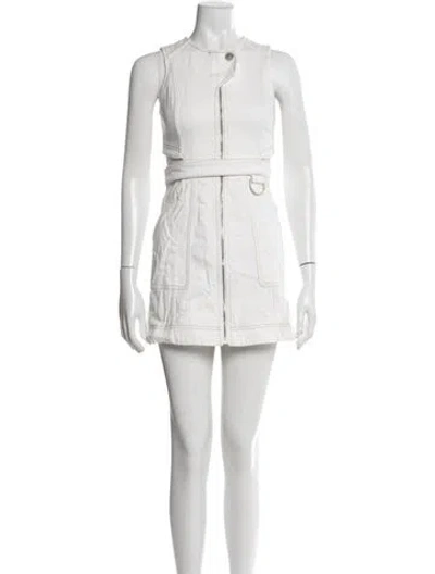 Pre-owned Misha Nonoo Crew Neck Mini Dress In White