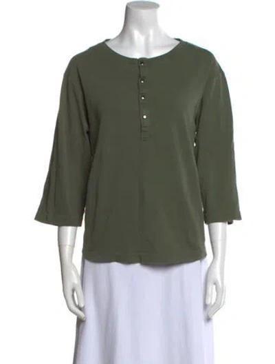 Pre-owned Misha Nonoo Crew Neck Three-quarter Sleeve Top In Green