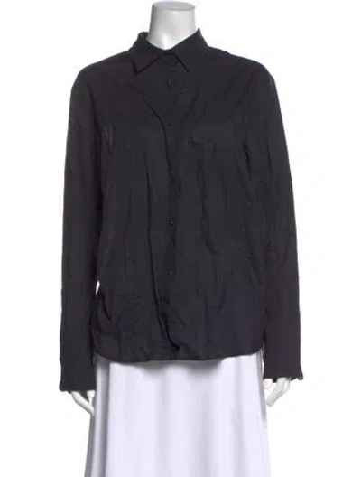 Pre-owned Misha Nonoo Long Sleeve Button-up Top In Black