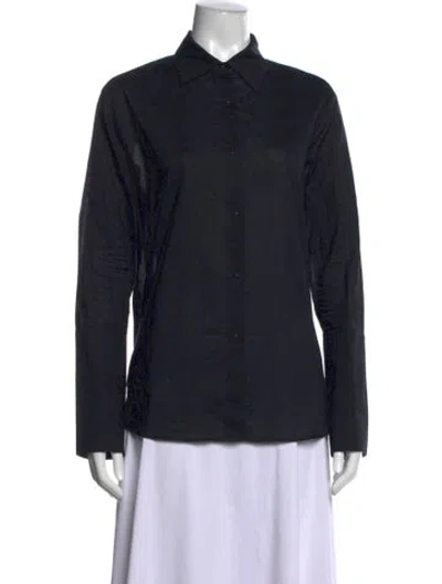 Pre-owned Misha Nonoo Long Sleeve Button-up Top In Black