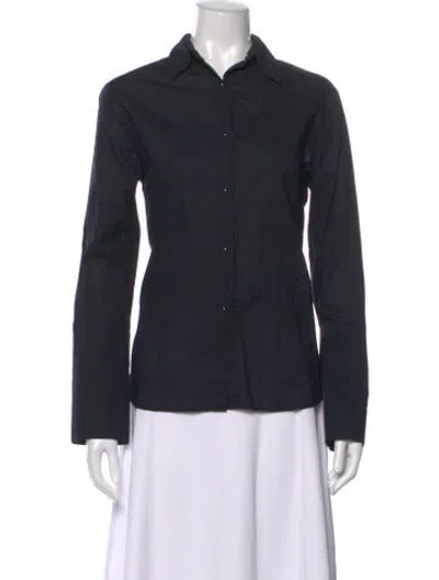 Pre-owned Misha Nonoo Long Sleeve Button-up Top In Black