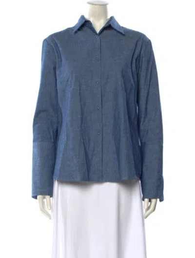 Pre-owned Misha Nonoo Long Sleeve Button-up Top In Blue