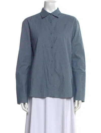 Pre-owned Misha Nonoo Long Sleeve Button-up Top In Blue