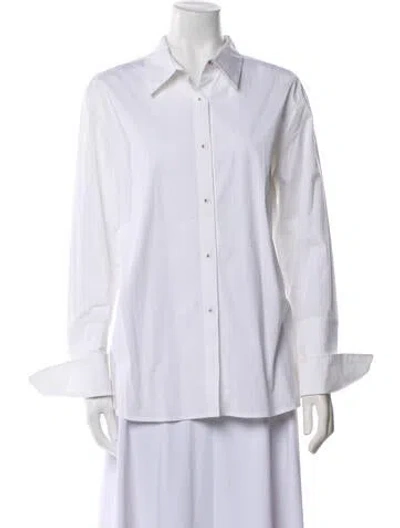 Pre-owned Misha Nonoo Long Sleeve Button-up Top In Blue