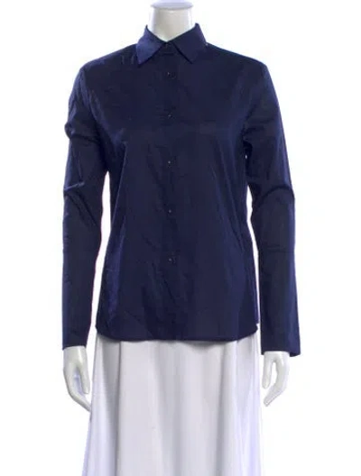 Pre-owned Misha Nonoo Long Sleeve Button-up Top In Blue