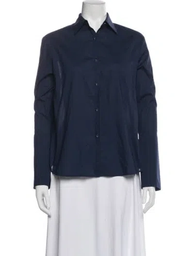 Pre-owned Misha Nonoo Long Sleeve Button-up Top In Blue