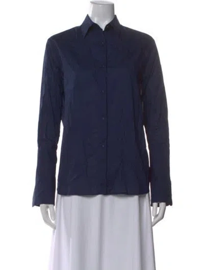 Pre-owned Misha Nonoo Long Sleeve Button-up Top In Blue