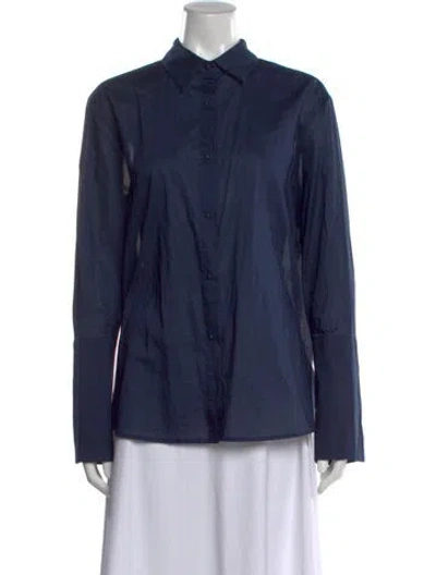 Pre-owned Misha Nonoo Long Sleeve Button-up Top In Blue