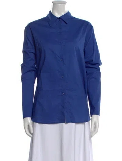 Pre-owned Misha Nonoo Long Sleeve Button-up Top In Blue