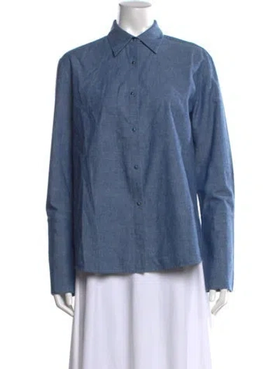 Pre-owned Misha Nonoo Long Sleeve Button-up Top In Blue