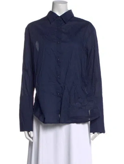 Pre-owned Misha Nonoo Long Sleeve Button-up Top In Blue