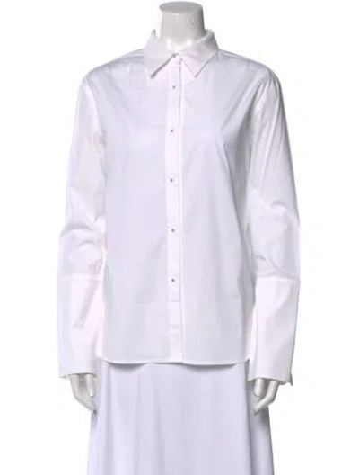 Pre-owned Misha Nonoo Long Sleeve Button-up Top In Neutral