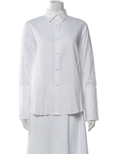 Pre-owned Misha Nonoo Long Sleeve Button-up Top In Neutral