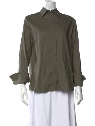 Pre-owned Misha Nonoo Long Sleeve Button-up Top In Neutral