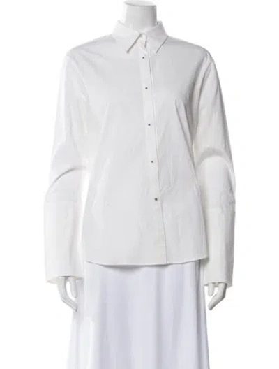 Pre-owned Misha Nonoo Long Sleeve Button-up Top In White