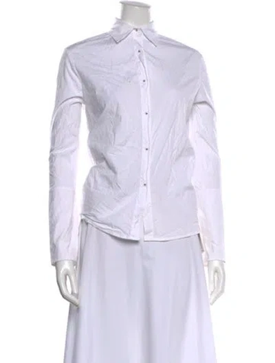 Pre-owned Misha Nonoo Long Sleeve Button-up Top In White