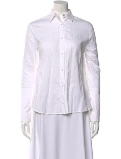 Pre-owned Misha Nonoo Long Sleeve Button-up Top In White