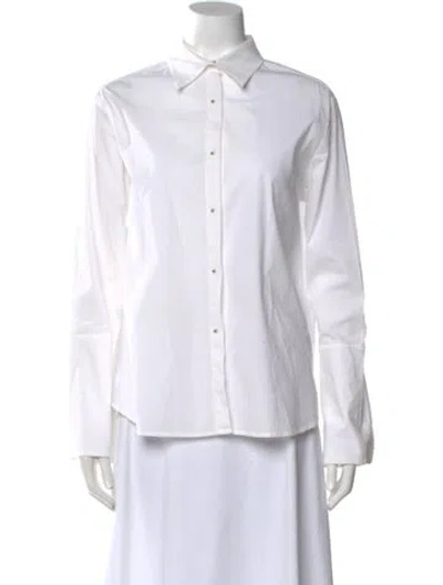 Pre-owned Misha Nonoo Long Sleeve Button-up Top In White