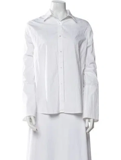 Pre-owned Misha Nonoo Long Sleeve Button-up Top In White