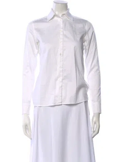 Pre-owned Misha Nonoo Long Sleeve Button-up Top In White